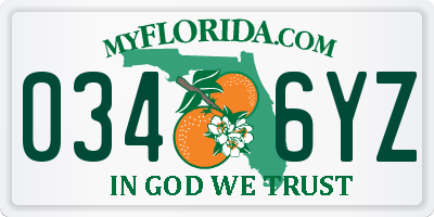 FL license plate 0346YZ