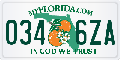 FL license plate 0346ZA