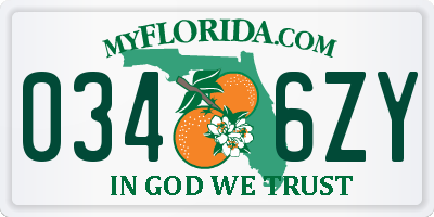 FL license plate 0346ZY
