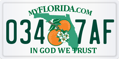 FL license plate 0347AF