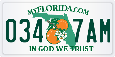 FL license plate 0347AM