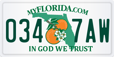 FL license plate 0347AW