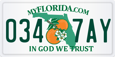 FL license plate 0347AY