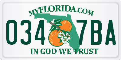 FL license plate 0347BA