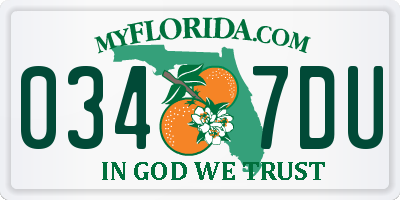FL license plate 0347DU