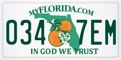 FL license plate 0347EM