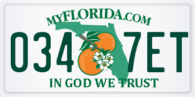 FL license plate 0347ET