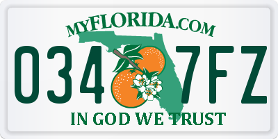 FL license plate 0347FZ