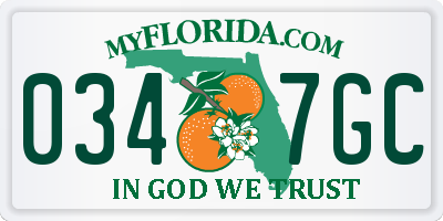 FL license plate 0347GC