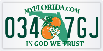 FL license plate 0347GJ
