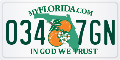 FL license plate 0347GN