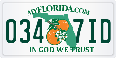 FL license plate 0347ID