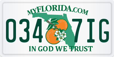 FL license plate 0347IG