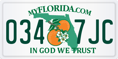 FL license plate 0347JC