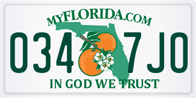FL license plate 0347JO