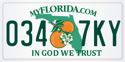 FL license plate 0347KY