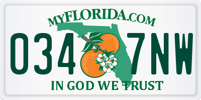 FL license plate 0347NW