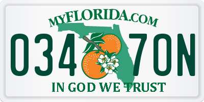 FL license plate 0347ON
