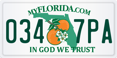 FL license plate 0347PA