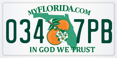FL license plate 0347PB