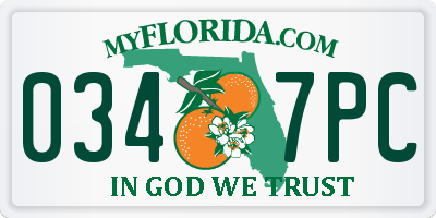 FL license plate 0347PC