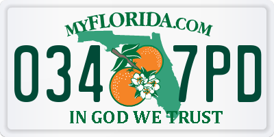 FL license plate 0347PD