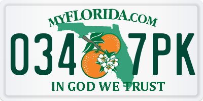 FL license plate 0347PK
