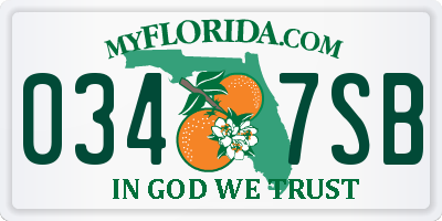 FL license plate 0347SB