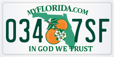 FL license plate 0347SF