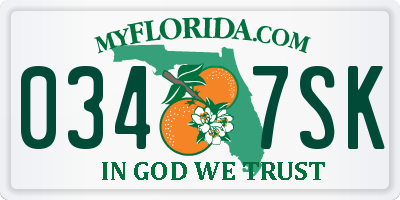 FL license plate 0347SK