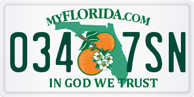 FL license plate 0347SN