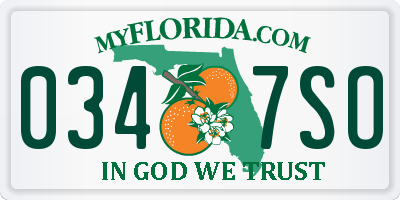 FL license plate 0347SO