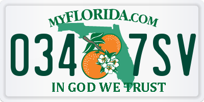 FL license plate 0347SV
