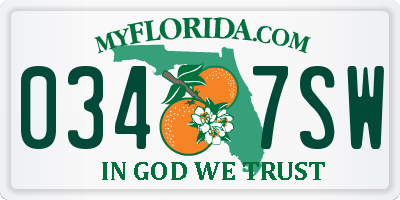 FL license plate 0347SW