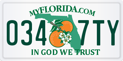 FL license plate 0347TY
