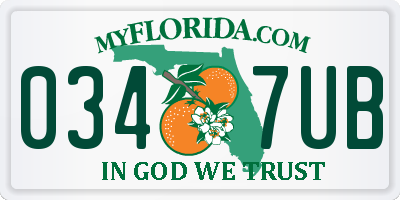 FL license plate 0347UB