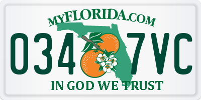 FL license plate 0347VC