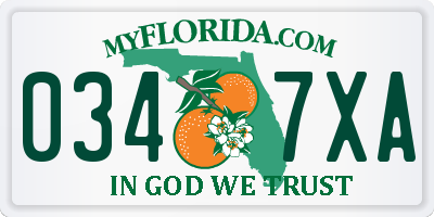 FL license plate 0347XA