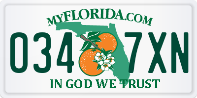 FL license plate 0347XN