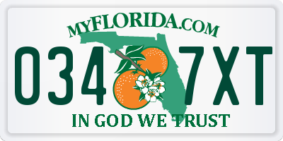 FL license plate 0347XT