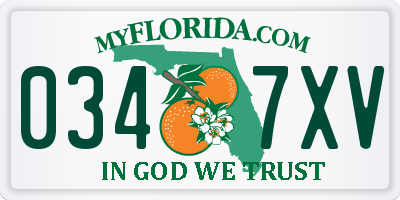 FL license plate 0347XV