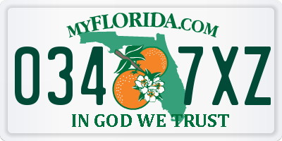 FL license plate 0347XZ