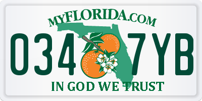 FL license plate 0347YB
