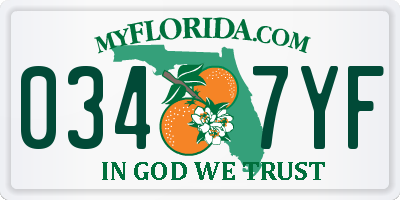 FL license plate 0347YF