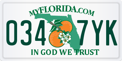 FL license plate 0347YK