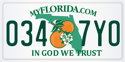 FL license plate 0347YO