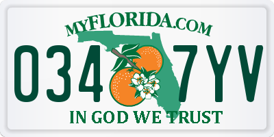 FL license plate 0347YV