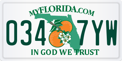 FL license plate 0347YW