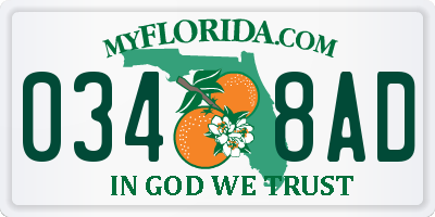FL license plate 0348AD