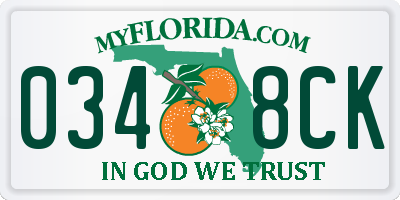 FL license plate 0348CK